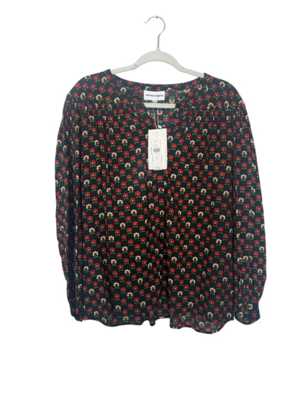 Antik Batik NWT Black Blouse with Micro Floral Print - Women’s M - Puff Sleeve
